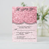 3.5x5 R.S.V.P. Kaart Roos Gouden Glitter (Staand voorkant)