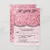 3.5x5 R.S.V.P. Kaart Roos Gouden Glitter (Voorkant / Achterkant)