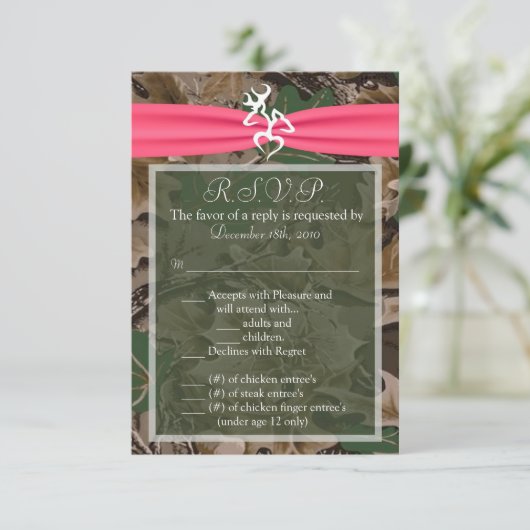 3,5x5 R.S.V.P. Kaart Roze Browning Camo (Staand voorkant)