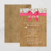 3.5x5 R.S.V.P. kaart Roze Burlap Kant (Voorkant / Achterkant)