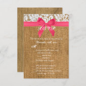 3.5x5 R.S.V.P.-kaart Roze jute kant Kaart (Voorkant / Achterkant)