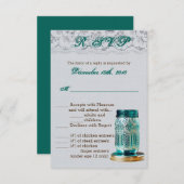 3.5x5 R.S.V.P. Kaart Rustiek Land Mason Jar Kant (Voorkant / Achterkant)