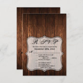 3.5x5 R.S.V.P. Kaart Schuur Hout Landelijk Rustiek (Voorkant / Achterkant)