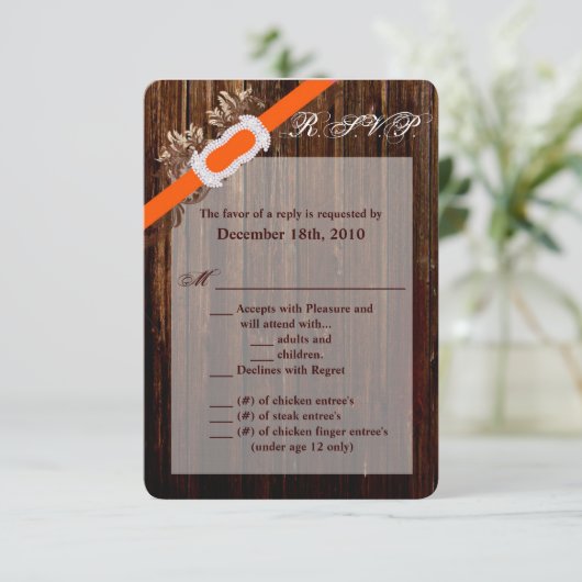 3.5x5 R.S.V.P. Kaart Schuur Houten Diamant Lintban (Staand voorkant)