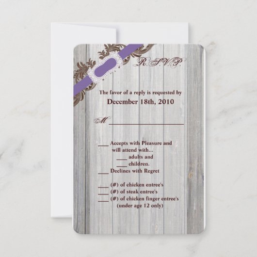 3.5x5 R.S.V.P. Kaart Schuur Houten Diamant Lintban (Voorkant)