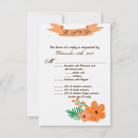 3.5x5 R.S.V.P. Kaart Spring Hibiscus Flower Hawaii (Voorkant)