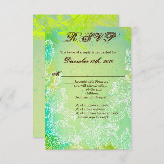 3.5x5 R.S.V.P. Kaart Spring Hibiscus Flower Hawaii (Voorkant / Achterkant)