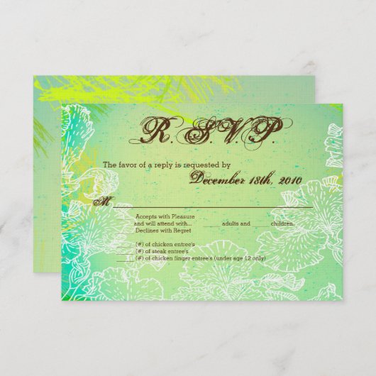 3.5x5 R.S.V.P. Kaart Spring Hibiscus Flower Hawaii (Voorkant / Achterkant)