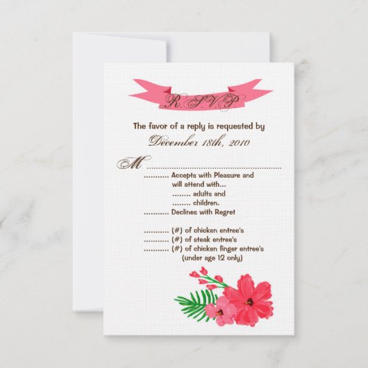 3.5x5 R.S.V.P. Kaart Spring Hibiscus Flower Hawaii (Voorkant)