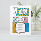 3.5x5 R.S.V.P. kaart stripboek Pop Art koppel (Staand voorkant)