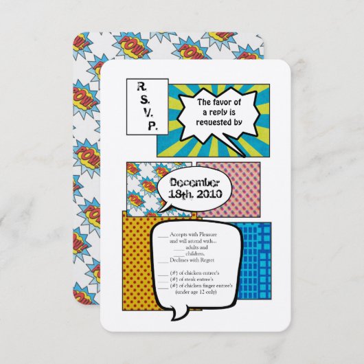 3.5x5 R.S.V.P. kaart stripboek popart koppel (Voorkant / Achterkant)