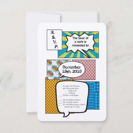 3.5x5 R.S.V.P. kaart stripboek popart koppel (Voorkant)