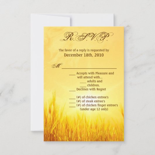 3.5x5 R.S.V.P. Kaart Sunrise Tarwe Country Rustic (Voorkant)