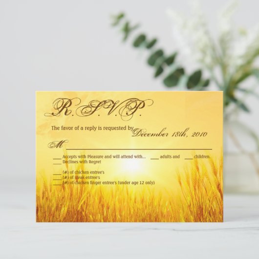 3.5x5 R.S.V.P. Kaart Sunrise Tarwe Country Rustic (Staand voorkant)