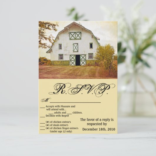 3.5x5 R.S.V.P. Kaart Sunset Barn Country Rustic Fi (Staand voorkant)