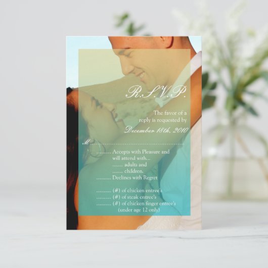 3.5x5 R.S.V.P. Kaart Sunset Fade Blauwgroen Blauwe (Staand voorkant)