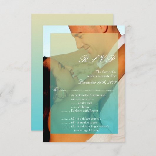 3.5x5 R.S.V.P. Kaart Sunset Fade Blauwgroen Blauwe (Voorkant / Achterkant)