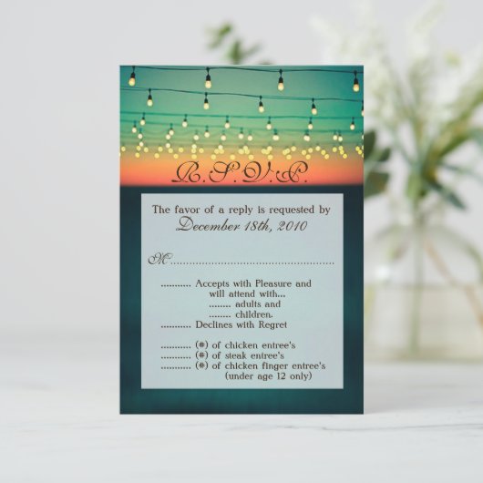 3.5x5 R.S.V.P. Kaart Sunset String Lights Yard Lig (Staand voorkant)