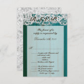 3.5x5 R.S.V.P.-kaart Teal Hout Kaart (Voorkant / Achterkant)