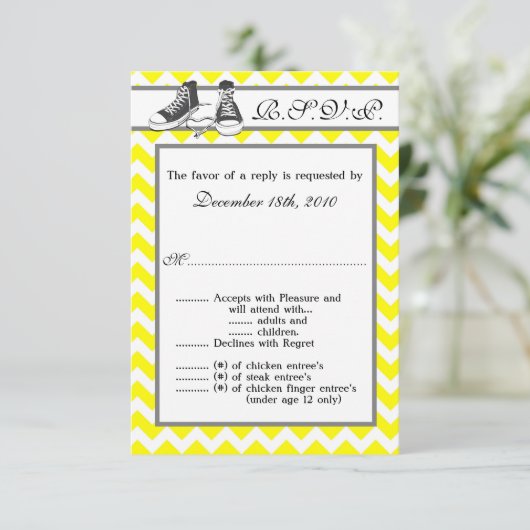 3,5x5 R.S.V.P. Kaart Teenage Sneakers Chevron Stri (Staand voorkant)