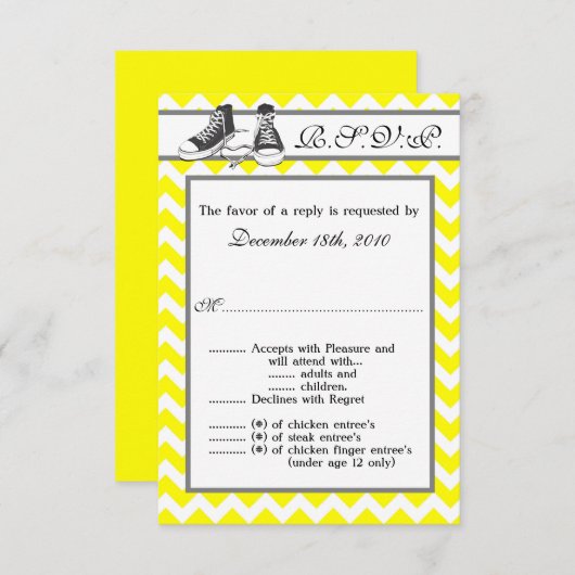 3,5x5 R.S.V.P. Kaart Teenage Sneakers Chevron Stri (Voorkant / Achterkant)