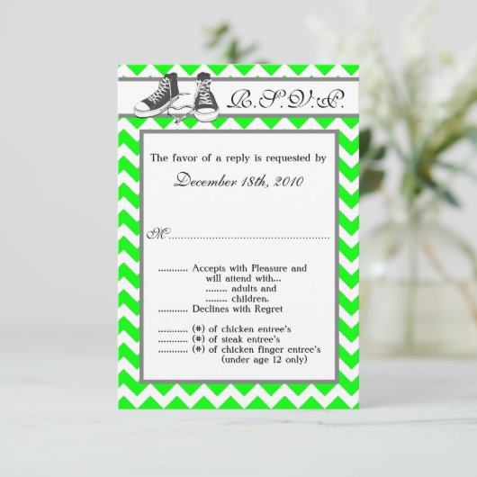 3,5x5 R.S.V.P. Kaart Teenage Sneakers Chevron Stri (Staand voorkant)