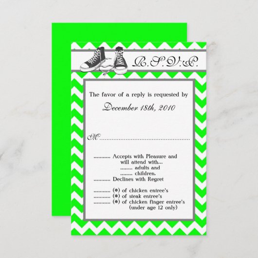 3,5x5 R.S.V.P. Kaart Teenage Sneakers Chevron Stri (Voorkant / Achterkant)