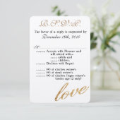 3.5x5 R.S.V.P. Kaart Tiener Gouden Folie Glitter L (Staand voorkant)