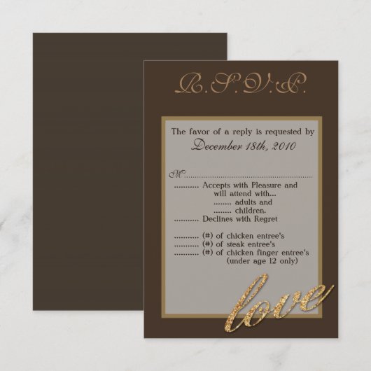 3.5x5 R.S.V.P. Kaart Tiener Gouden Folie Glitter L (Voorkant / Achterkant)