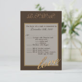3.5x5 R.S.V.P. Kaart Tiener Gouden Folie Glitter L (Staand voorkant)