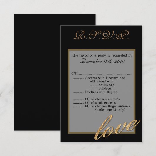 3.5x5 R.S.V.P. Kaart Tiener Gouden Folie Glitter L (Voorkant / Achterkant)