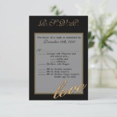 3.5x5 R.S.V.P. Kaart Tiener Gouden Folie Glitter L (Staand voorkant)