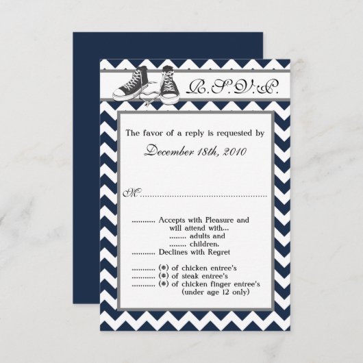 3.5x5 R.S.V.P. kaart tiener sneakers chevron stree (Voorkant / Achterkant)