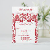 3.5x5 R.S.V.P. Kaart Trouwdamast (Staand voorkant)