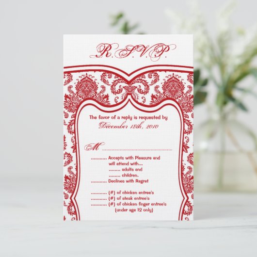 3.5x5 R.S.V.P. Kaart Trouwdamast (Staand voorkant)