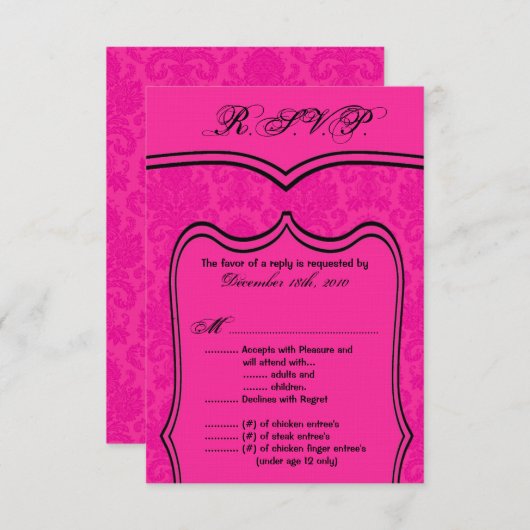 3.5x5 R.S.V.P. Kaart Trouwdamast (Voorkant / Achterkant)