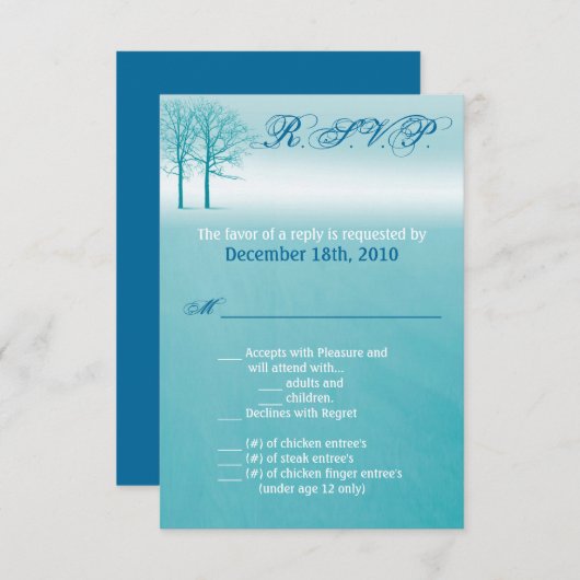 3.5x5 R.S.V.P. Kaart Twee Winterbomen Sneeuwpad (Voorkant / Achterkant)