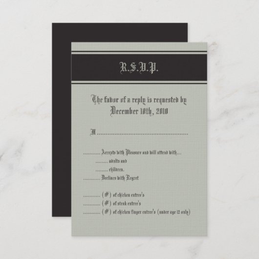 3,5x5 R.S.V.P. Kaart voor zwart Stropdas (Voorkant / Achterkant)