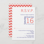 3.5x5 R.S.V.P. Kaart Wedding Coral Chevr (Voorkant / Achterkant)
