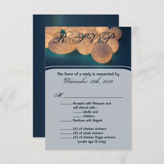 3.5x5 R.S.V.P. Kaart Wedding String Lights Night (Voorkant / Achterkant)