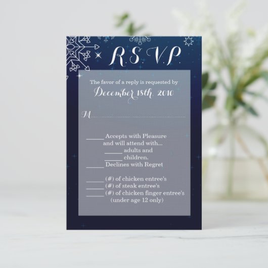 3,5x5 R.S.V.P.-kaart Winter Sneeuwvlokken Sneeuw I Kaart (Staand voorkant)