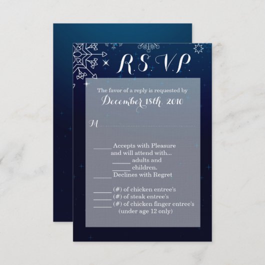 3,5x5 R.S.V.P.-kaart Winter Sneeuwvlokken Sneeuw I Kaart (Voorkant / Achterkant)