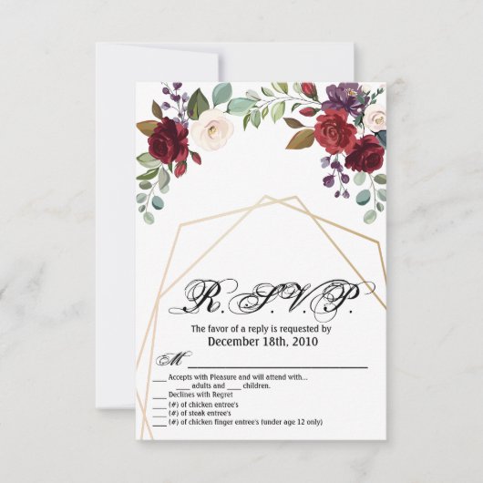 3.5x5 R.S.V.P. Kaart Wit Rose Goud Geometrisch (Voorkant)