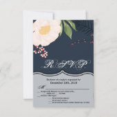 3.5x5 R.S.V.P. Kaart Witte Bloemen op Dark B (Voorkant)