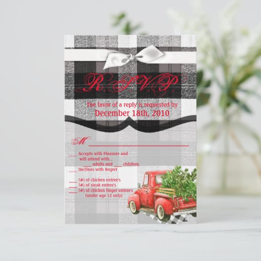 3,5x5 R.S.V.P. Kaart XMAS Truck kerstbuffel P (Staand voorkant)