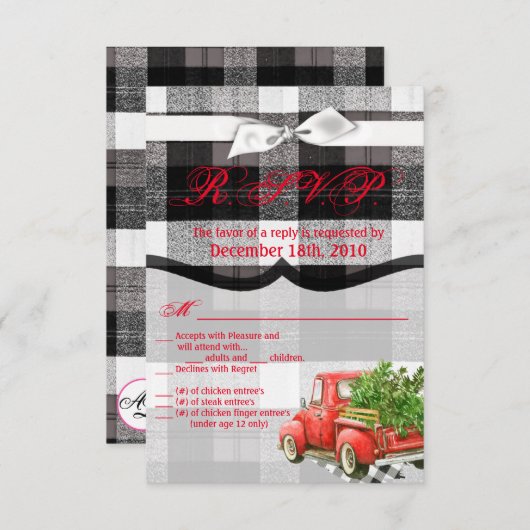 3,5x5 R.S.V.P. Kaart XMAS Truck kerstbuffel P (Voorkant / Achterkant)