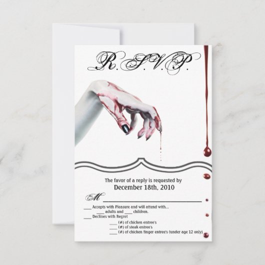 3,5x5 R.S.V.P. Kaart zombie bloed drup vampire Got (Voorkant)