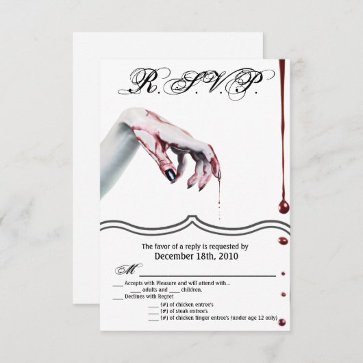 3,5x5 R.S.V.P. Kaart zombie bloed drup vampire Got (Voorkant / Achterkant)