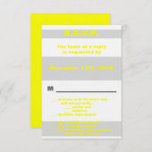 3,5x5 R.S.V.P. Modern Neon Stripe Yellow Retro Kaart (Voorkant / Achterkant)