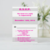 3.5x5 R.S.V.P. Moderne Neon Streep Roze 80's Retro Kaart (Staand voorkant)